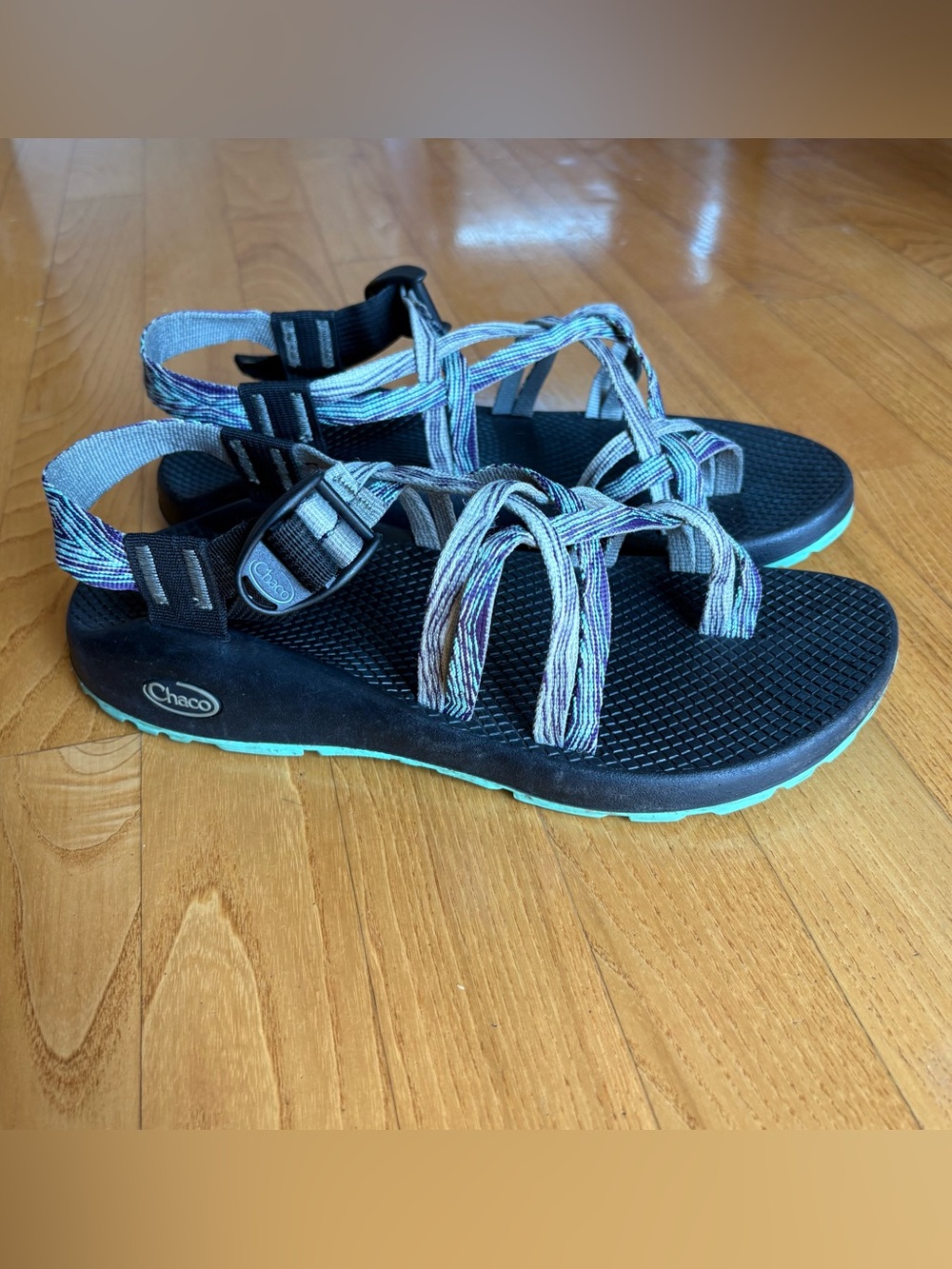 Chaco ZX/2 Classic Sandals Black Purple Pixel Weave Shoe Womens Sz 9 Hiking Arch